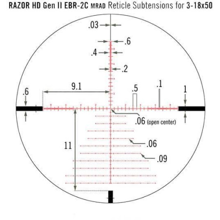 Прицел Vortex Razor HD Gen II 3-18x50 F1 марка EBR-2C с подсветкой. Барабан 10 МРАД/оборот