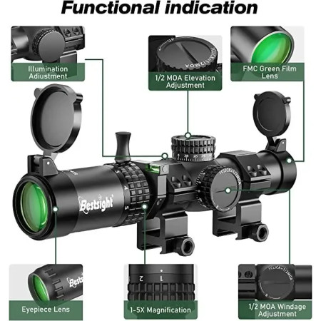 Оптичний приціл BESTSIGHT 1-5X24 з підсвіткою АК-74/АР15