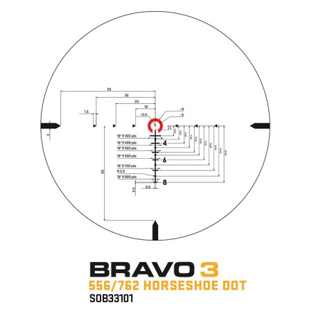 Приціл Sig Sauer Bravo3 3x24mm 5.56-7.62 Horseshoe Dot Illum призматичний (SOB33101)