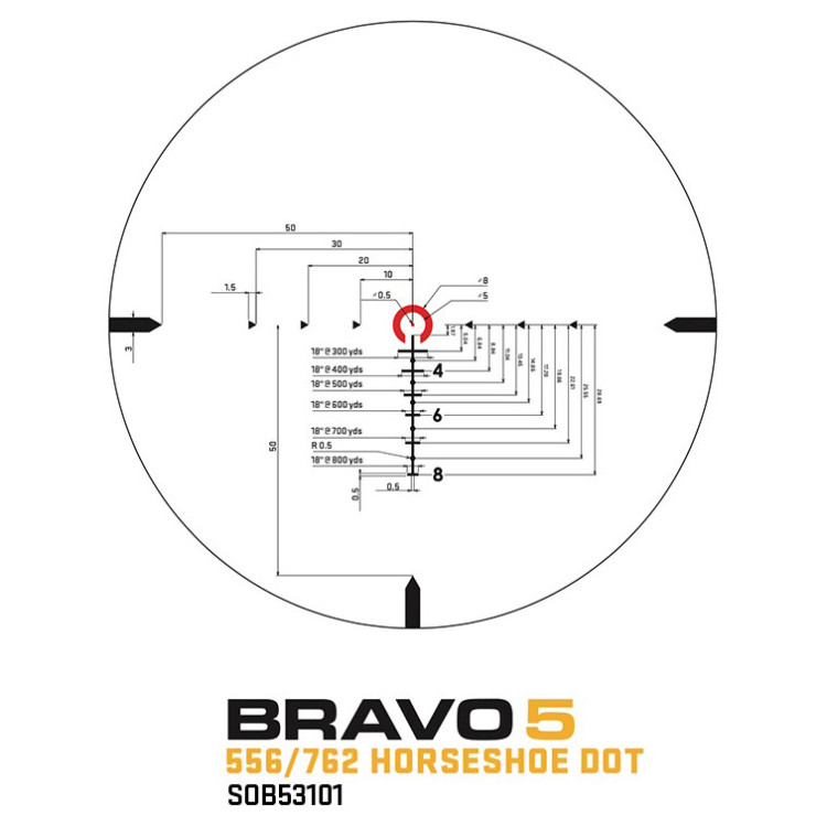 Прицел Sig Sauer Bravo5 5x32mm 5.56-7.62 Horseshoe Dot Illum призматический (SOB53101)