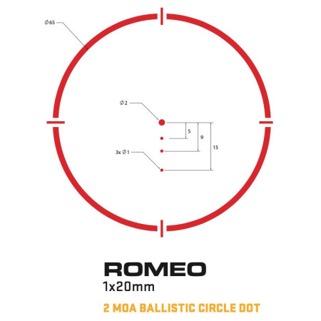 Прицел коллиматорный Sig Sauer Optics Romeo 4S 1x20mm 2 MOA Ballistic Circle Dot Solar