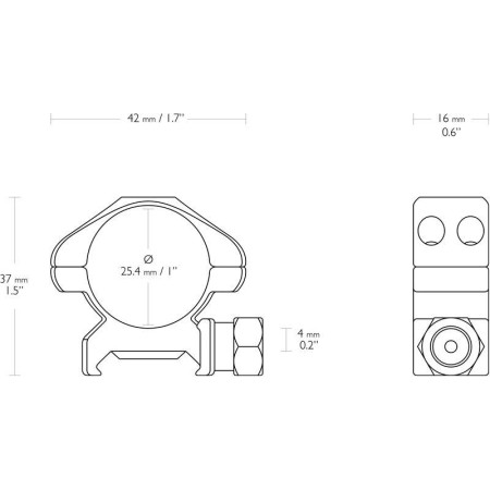 Кільця Hawke Precision Steel. d - 25.4 мм Low. Weaver/Picatinny