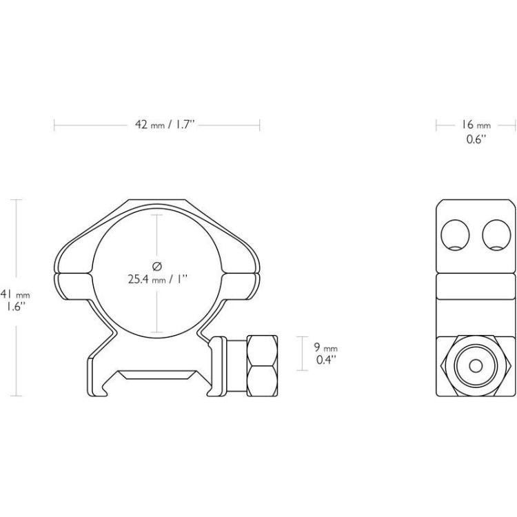 Кільця Hawke Precision Steel. d - 25.4 мм Medium. Weaver/Picatinny