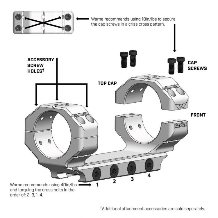 Крепление-моноблок Warne X-Skeleton Mount. d - 30 мм. Ultra High. Weaver/Picatinny