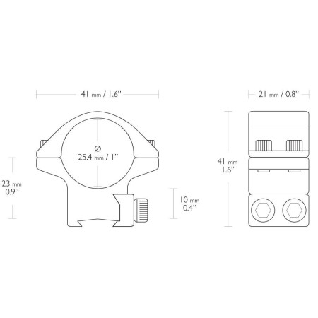 Кільця Hawke Match Mount. d - 25.4 мм. Low. "Ластівчин хвіст"