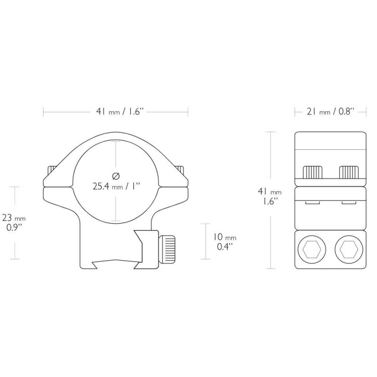 Кольца Hawke Match Mount. d - 25.4 мм. Low. "Ласточкин хвост"