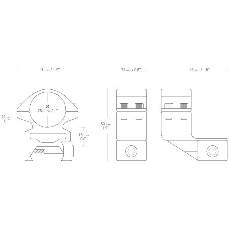 Кольца Hawke Match с выносом 25 мм. d - 25,4 мм. High. Weaver