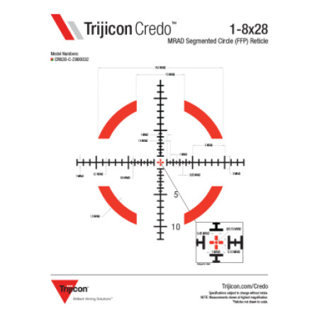 Прицел оптический TRIJICON Credo 1-8x28 Red/Green MRAD Segmented Circle