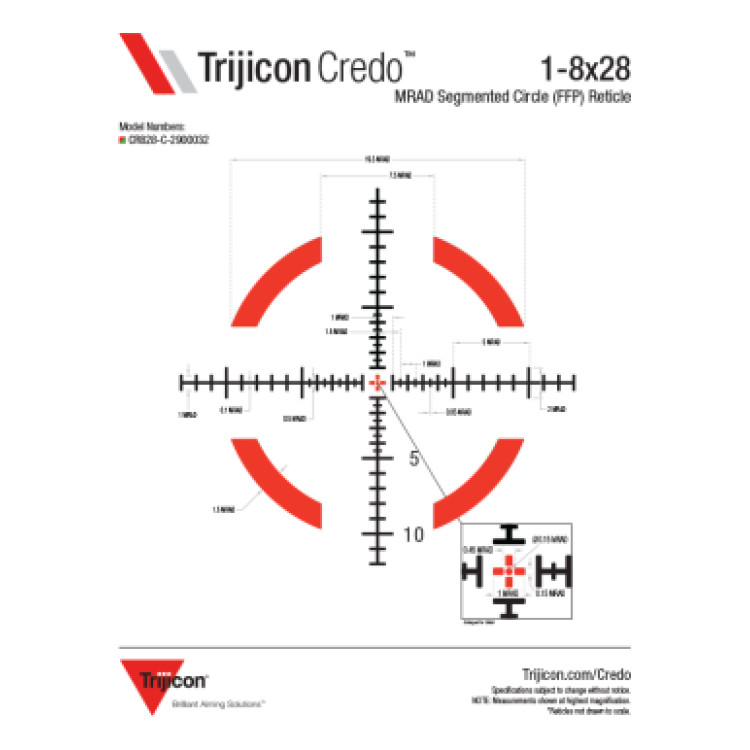 Прицел оптический TRIJICON Credo 1-8x28 Red/Green MRAD Segmented Circle