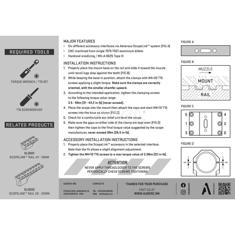 Моноблок AUDERE Adversus Gen 2 Diam 30 High H38