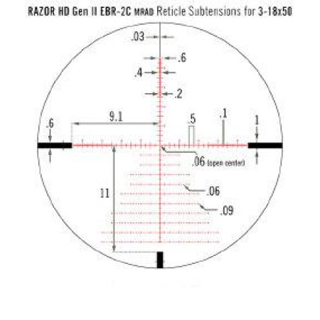 Прицел Vortex Razor HD Gen II 3-18x50 F1 марка EBR-2C с подсветкой. 0.1 MRAD