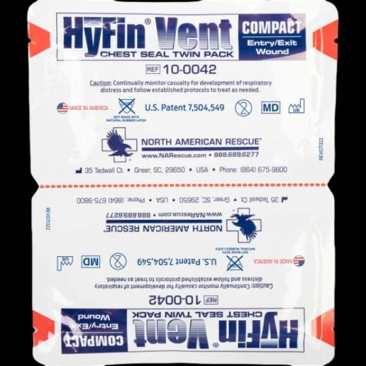 Оклюзійна наліпка HYFIN Vent Compact вентильована / HYFIN Vent Compact Chest Seal twin pack