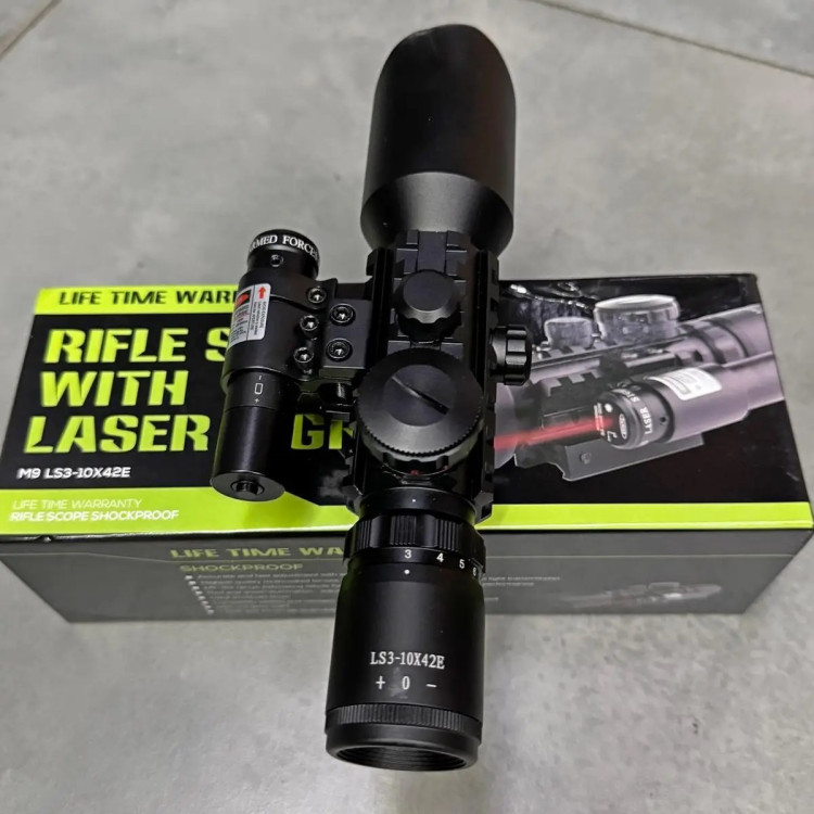 Оптический прицел SPINA OPTICS M9 LS3-10x42E с ЛЦВ, 3-10x42, красный лазер