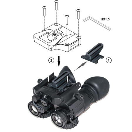 UDAPT NVG-50 адаптер для установки ПНВ AGM NVG-40, NVG-50, Archer NVGA-15 на рог Wilcox