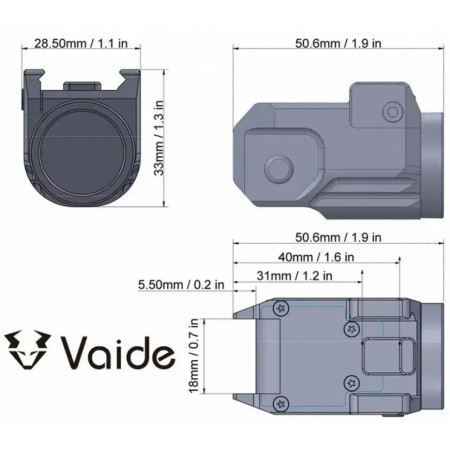 Подствольный фонарь Vector Optics Vaide Scrapper Subcompact Pistol Flashlight 500 Лм